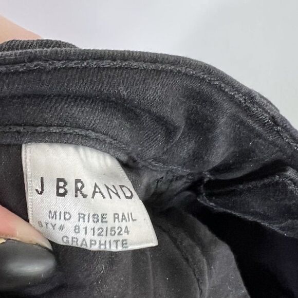 J Brand Mid Rise Rail Black Skinny Jeans in Graphite - Picture 6 of 8